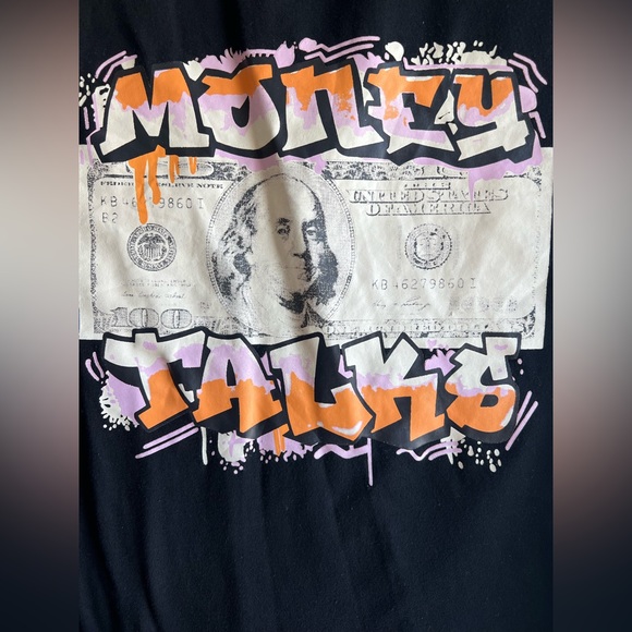 SHEIN, M, Womens Black Money talks T-shirt - Picture 3 of 4